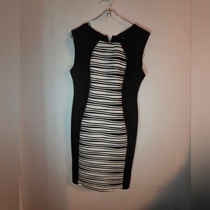 R&M Richards Black & White Striped Colorblock Sheath Dress – Size 10